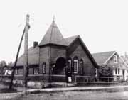 First Baptist Church circa 1926.  Photo courtesy of the Northern Ontario Railroad Museum and Heritage Centre.