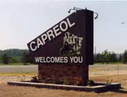 Capreol Welcome Sign.  Photo courtesy of the Northern Ontario Railroad Museum and Heritage Centre.