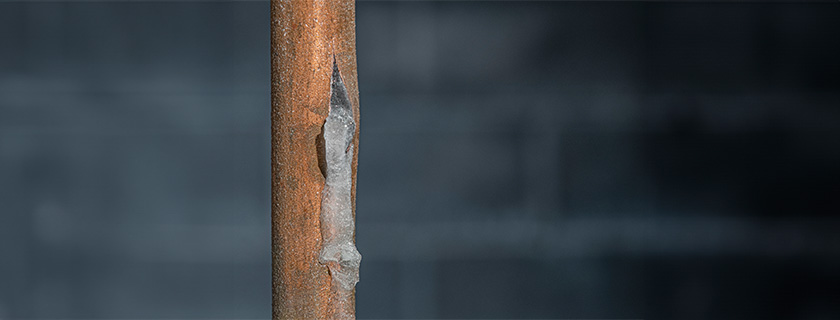 Burst water pipe from frozen water