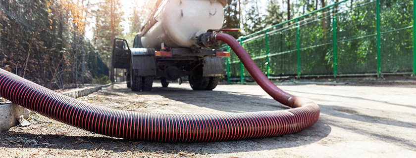 A liquid waste disposal truck.